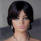 10 inch short black human hair wig